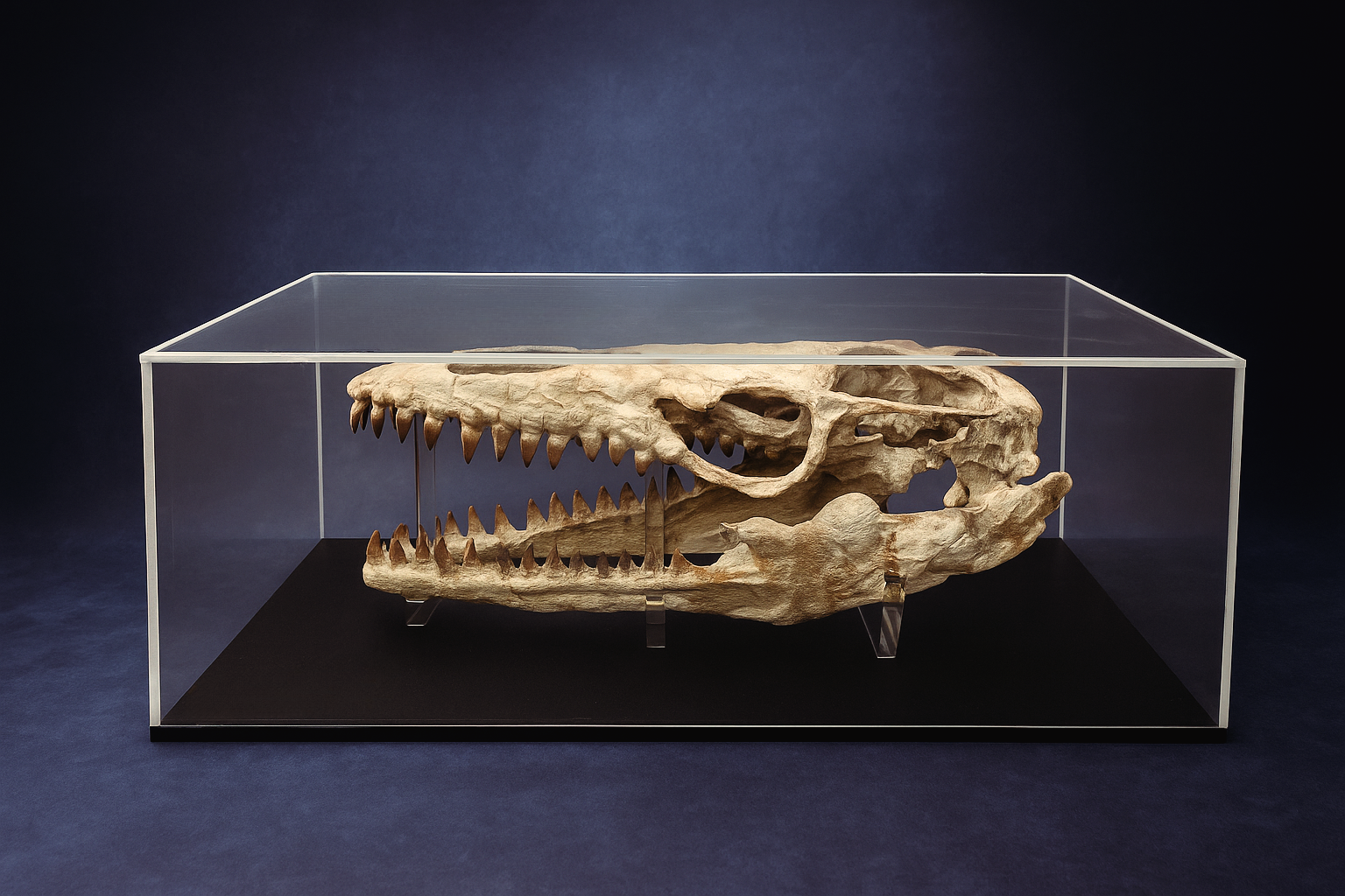 Een kunststof beschermkast die we bouwden voor de schedel van een 75 miljoen jaar oude mossosaurus